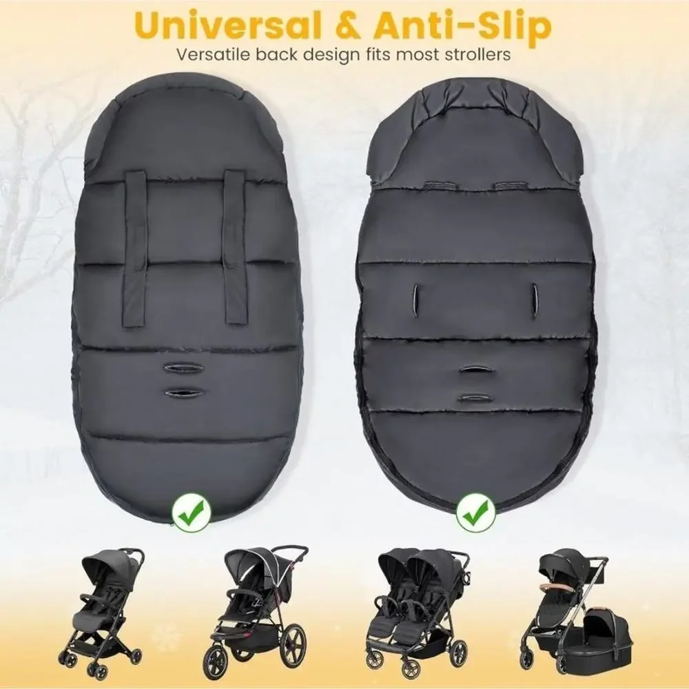 Orzbow Fleece Footmuff Gray Winter Full Zip for Infant Toddler Strollers